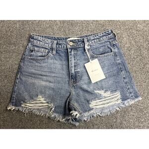 NWT KanCan Womens 9/28 Jean Shorts Cut-Off Distressed